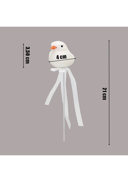 Kuş Çubuk 21 cm x 4 cm, Beyaz - 1 Adet