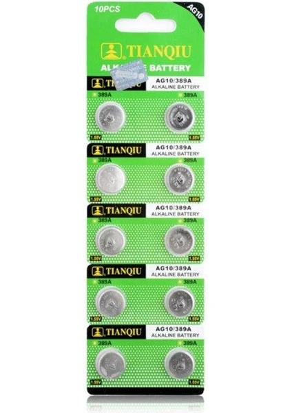 Tıanqıu AG10 LR1130/389 Alkalin 10'lu Düğme Pil