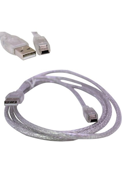 Ipod Şarj Aleti Kablosu USB 5 Pin Geniş 1.5 Metre Şeffaf Powermaster (Sl-Uk5)