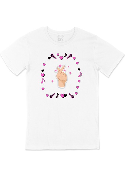 K Pop Parmak Kalp Tişört