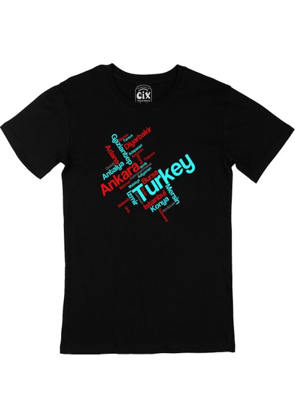 Türkiye Şehirleri Siyah Tişört