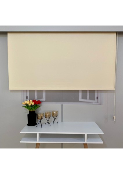 VP2504 Mat Kalın Kumaş Stor Perde Koyu Krem 110 x 200 cm.