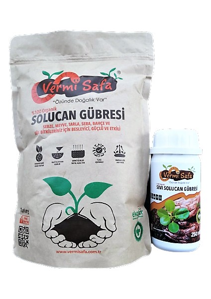 Organik Solucan Gübresi 1 kg Katı + 250 gr Sıvı