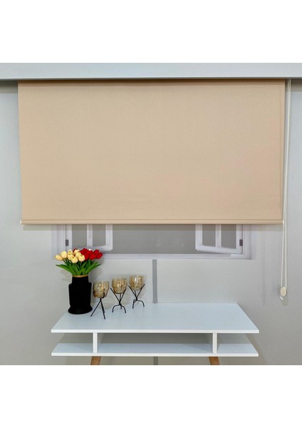VP2505 Mat Kalın Kumaş Stor Perde Açık Kahverengi 110 x 200 cm.