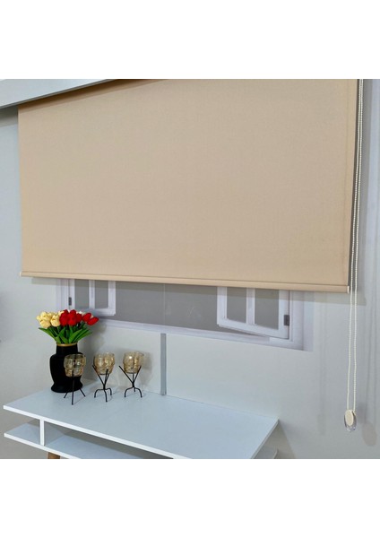 VP2505 Mat Kalın Kumaş Stor Perde Açık Kahverengi 110 x 200 cm.