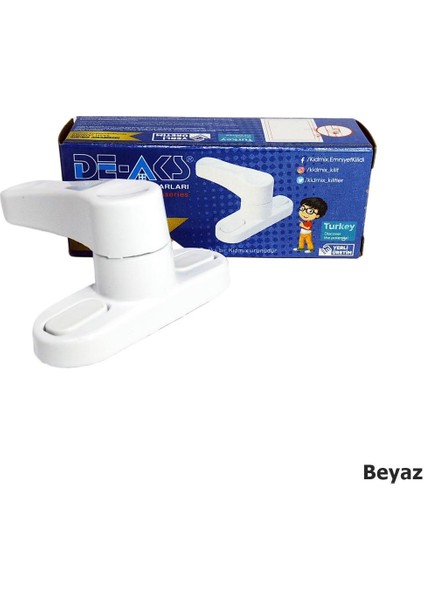 Deaks Pvc Kapı Pencere Çocuk Emniyet Güvenlik Kilidi Çekmeli Metal Beyaz
