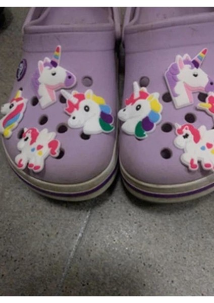 8 Adet Croc Terlik Süsleri Jibbitz Unicorn Serisi Renkli
