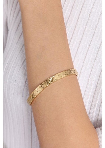 Yıldız Desen Gold Kadın Çelik Bileklik