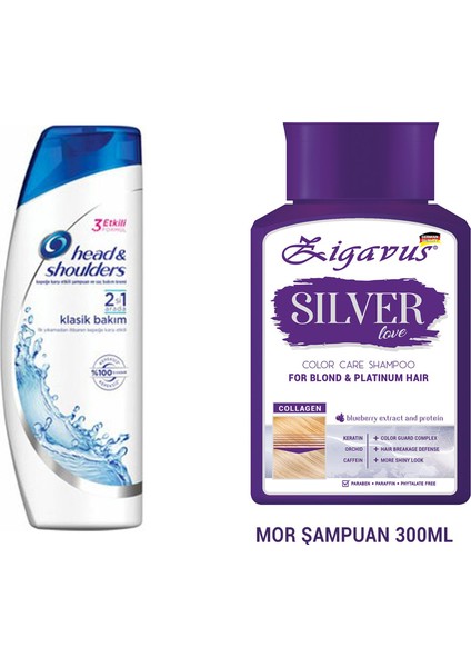 Klasit Bakım + Zigavus Silver Mor Şampuan 300 ml ve Keratin Içerikli Renk Koruyucu