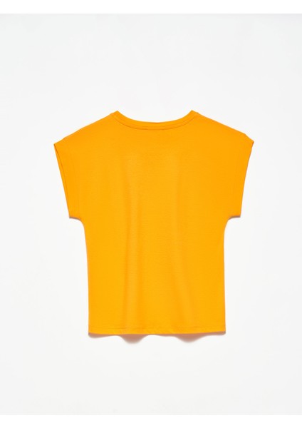 3504 Bisiklet Yaka Penye Bluz-Turuncu fiyatları