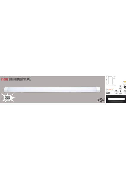 CT-2476 72W Ledli Bant Armatür Beyaz Işık Cata fiyatları