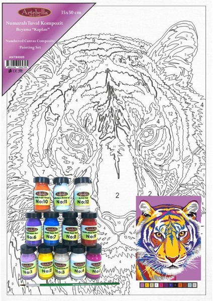 Numaralı Tuval Kompozit Boyama ANTB0009 "kaplan" 35 x 50 cm fiyatları