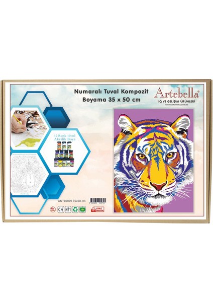 Numaralı Tuval Kompozit Boyama ANTB0009 "kaplan" 35 x 50 cm fırsatları