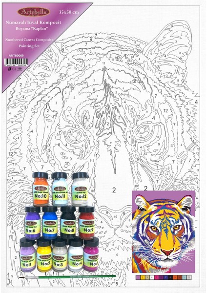 Numaralı Tuval Kompozit Boyama ANTB0009 "kaplan" 35 x 50 cm indirimleri