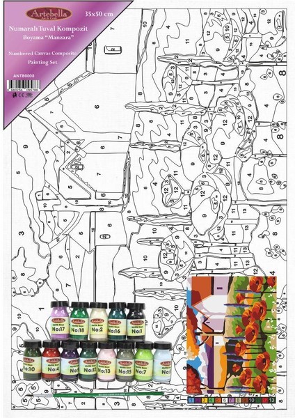 Numaralı Tuval Kompozit Boyama ANTB0008 "manzara" 35 x 50 cm fiyatları