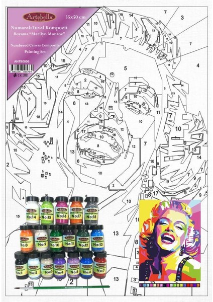 Numaralı Tuval Kompozit Boyama ANTB0006 "marilyn Monroe"35 x 50 cm fiyatları