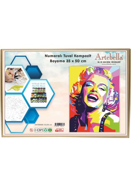 Numaralı Tuval Kompozit Boyama ANTB0006 "marilyn Monroe"35 x 50 cm fırsatları