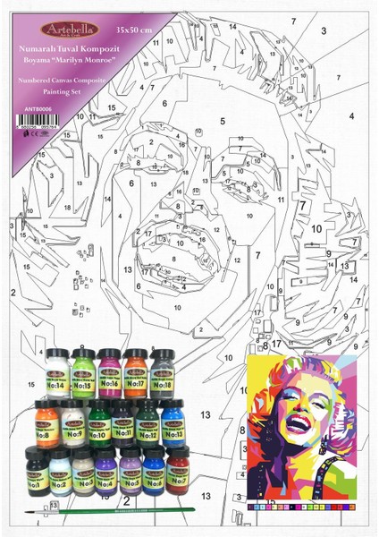 Numaralı Tuval Kompozit Boyama ANTB0006 "marilyn Monroe"35 x 50 cm indirimleri
