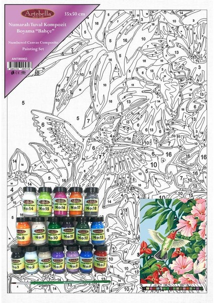 Numaralı Tuval Kompozit Boyama ANTB0002 "bahçe" 35 x 50 cm