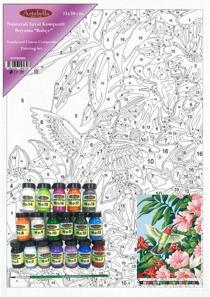 Numaralı Tuval Kompozit Boyama ANTB0002 "bahçe" 35 x 50 cm