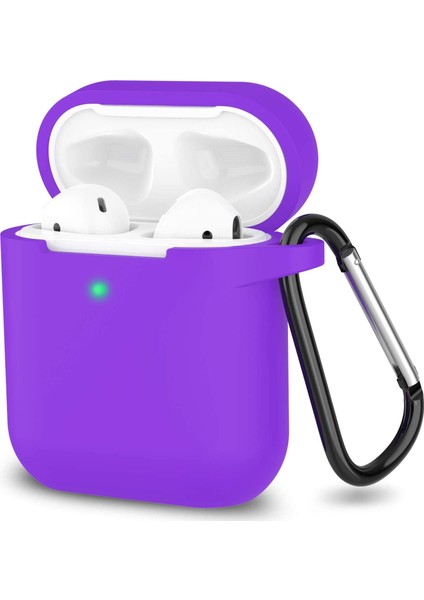 Airpods Silikon Kılıf Yumuşak 360 1 ve 2 Nesil Mor