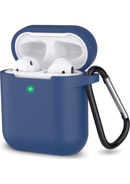 AirPods Silikon Kılıf Yumuşak 360 1 ve 2 Nesil Koyu Mavi