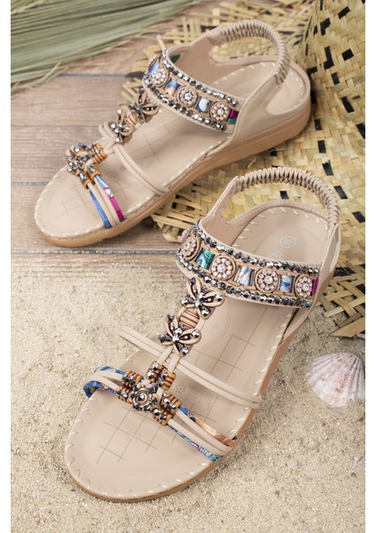Marina Anatomik Guja Fashion Taşlı Günlük Kadın Sandalet