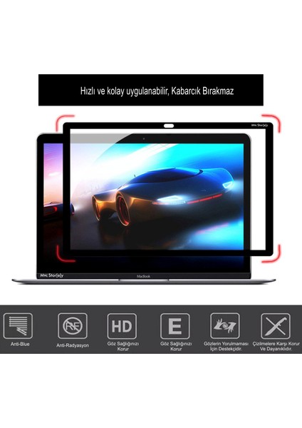 Ekran Koruyucu Laptop Macbook Pro 15inç A1707 A1990 ile Uyumlu Çerçeveli Anti Glare