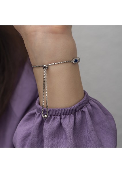 Chıc Touch Safir Taşlı Asansörlü Gümüş Bileklik