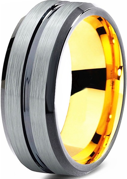 Bayan-Erkek Mat Gri Fırçalanmış Tungsten Yüzük Dm80 14
