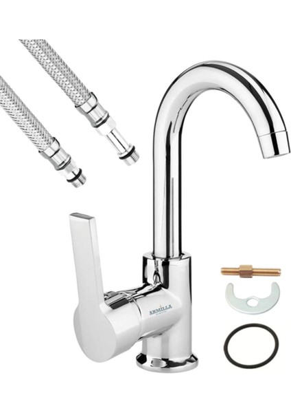 Sıcak Soğuk Çift Su Girişli Delta Lüx Gövde Banyo Lavabo Musluğu Çeşmesi Bataryası