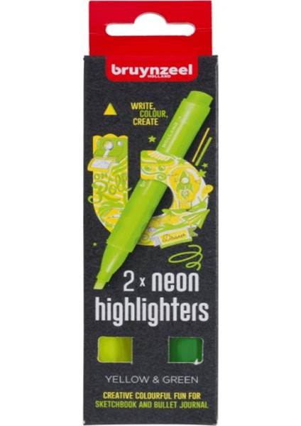 Highlighter Kalem Neon Yeşil-Sarı 2'li