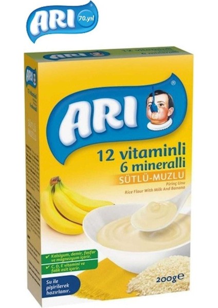 Arı 12 Vitaminli 6 Mineralli Sütlü Muzlu Pirinçli 200GR (6'lı Paket)