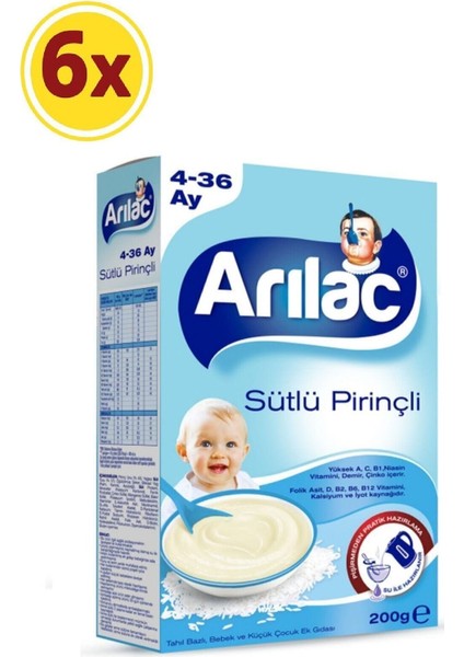 Arılac Instant Ek Gıda ( Mama) Sütlü Pirinçli 200GR 6'lı