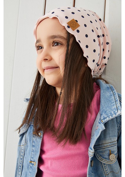 Pudra Siyah Puantiye Kız Çocuk Bebek Şapka Bere Yumuşak %100 Pamuklu Penye Trend Seri fiyatları