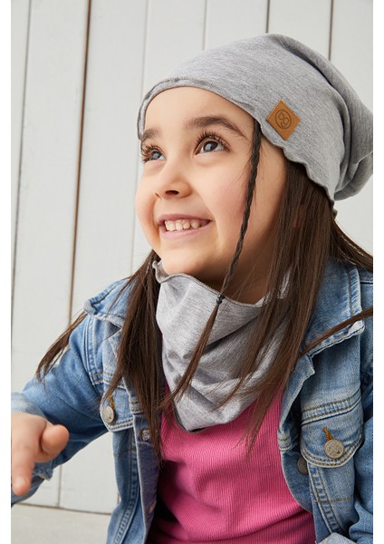 Gri Kız Çocuk Bebek Şapka Bere Yumuşak %100 Pamuklu Penye Trend Seri indirimleri