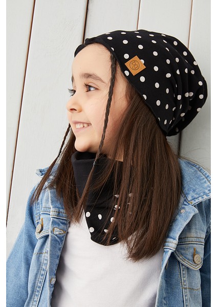 Siyah Beyaz Puantiye Kız Çocuk Bebek Şapka Bere Yumuşak %100 Pamuklu Penye Trend Seri fırsatları