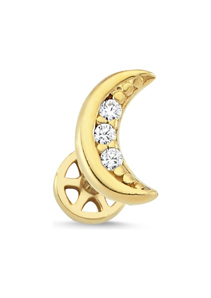 Altın Taşlı Hilal Tragus Piercing AS79PC