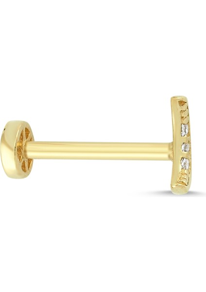 Altın Taşlı Hilal Tragus Piercing AS79PC