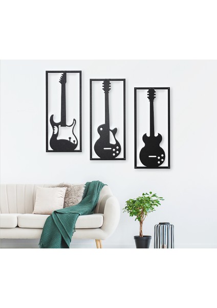 Twins Decorative Gifts Guitar Lazer Kesim Metal Duvar Dekoru