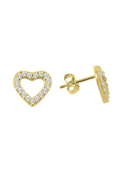 Gümüş Altın Kaplama Kalp Küpe G02KPR1