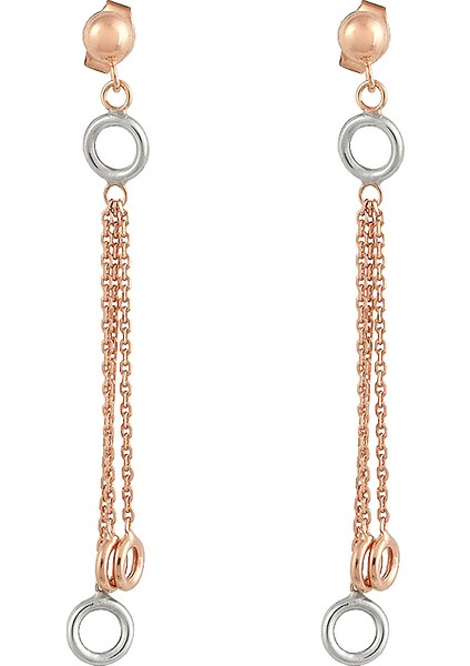 Rose Gümüş Taşsız Zincir Küpe AS19643F21