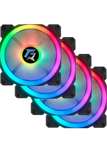 Gameforce 7r Pro Seri (4'lü Set) Rainbow Ledli Sessiz 120MM 12CM Kasa Fanı