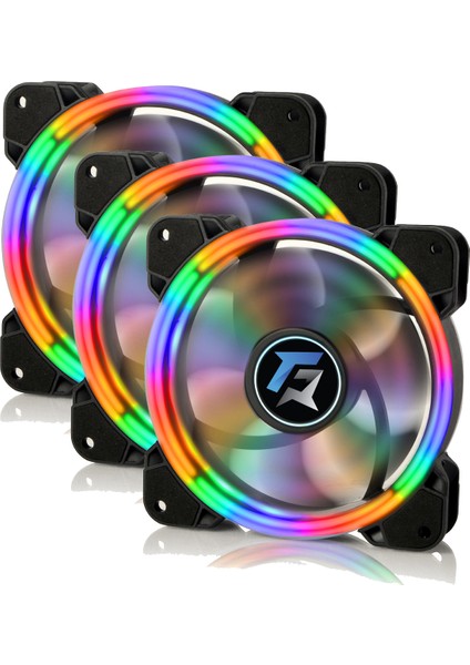 Dual Rıng Raınbow 12CM Kasa Fan 3 Lü Set