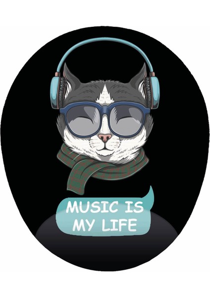 Müzik Benim Hayatım Müzik Dinleyen Kedi - Bilek Destekli Kedi
