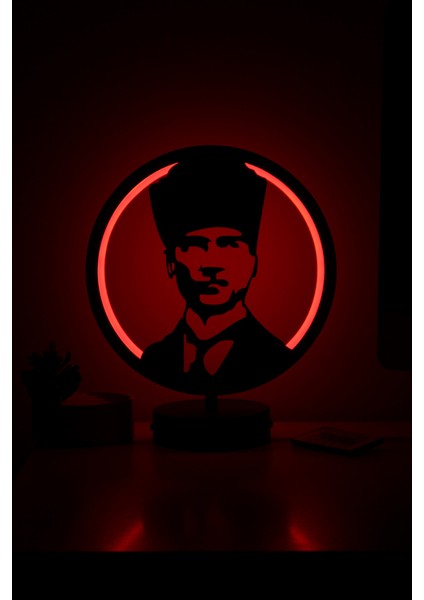 Atatürk Model Uzaktan Kumandalı Rgb LED Masa Lambası