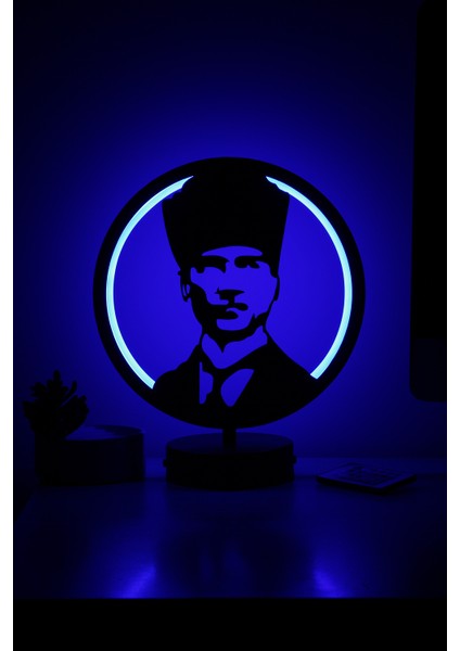 Atatürk Model Uzaktan Kumandalı Rgb LED Masa Lambası