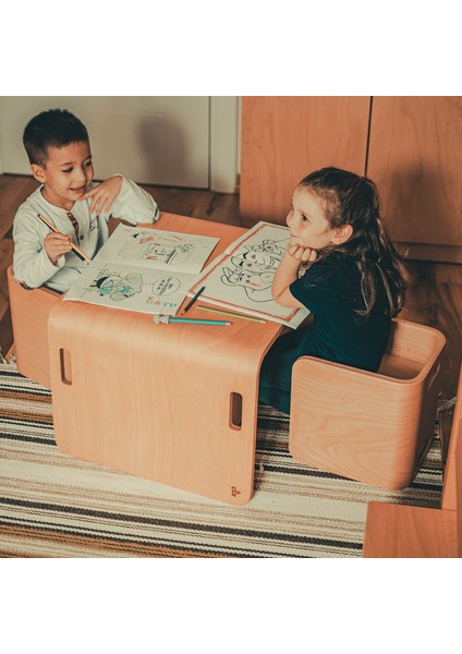Flexy Ahşap Çocuk Masa & Sandalye Takımı 1 - 5 Yaş