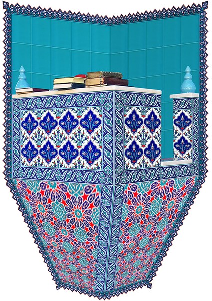 120X160 Turkuaz Köşeli Cami Kürsüsü