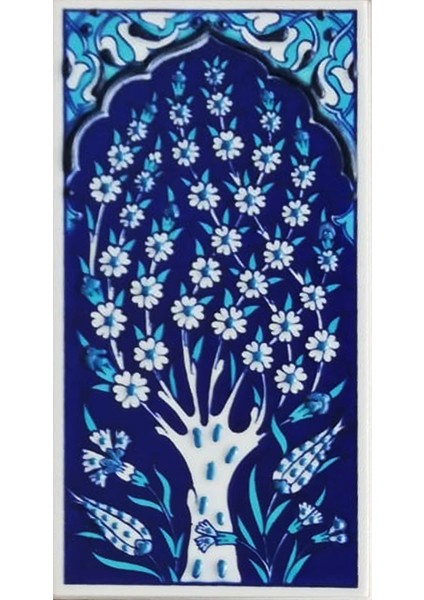 10x20 Cm ED 204 Kobalt Hayat Ağacı El dekoru Çini Karo